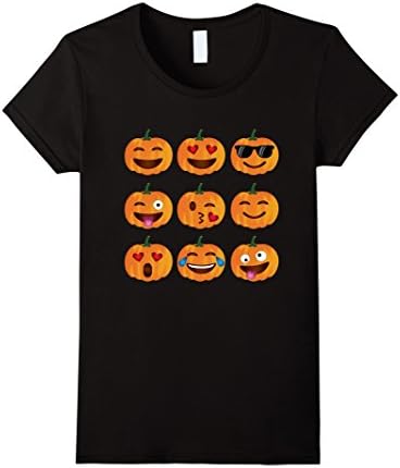 Womens Pumpkin Emoji T-Shirt, Pumpkin Shirt Emoji Halloween Costume XL Black