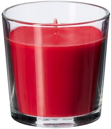 IKEA SINNLIG Scented candle in glass, Sweet berries, Red colour Candle