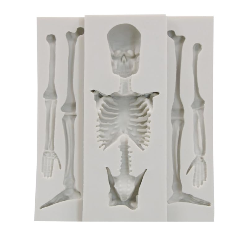 Yisawroy Halloween Skeleton Skul Shape Silicone Mold Bakeware Cake Mould For Cookie Chocolate Candy Fondant Cake Decorating Skeleton Bone Silicone Mold