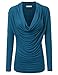 Doublju Soft Knit Cowl Neck Blouse Top for Women with Plus Size (Made in USA) Teal 2XL