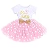 IBTOM CASTLE Verjaardagsjurk voor babymeisjes, 1e, 2e, 3e verjaardag, korte mouwen, katoen, body Minnie Mouse, polka…