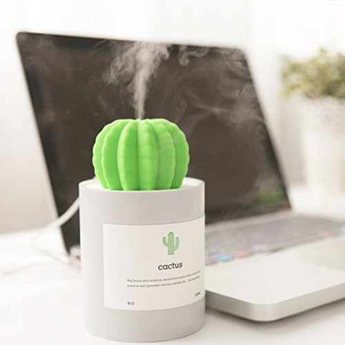 Liferry Mini Cactus Humidifiers,Cute USB Portable Cool Mist Air Diffuser with Auto Shutdown for Office Home Desk Car Travel(Grey)