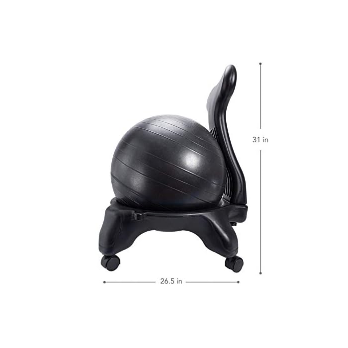 PharMeDoc Exercise Ball Chair with Back Support for Home and Office w/Exercise Yoga Balance Ball ...