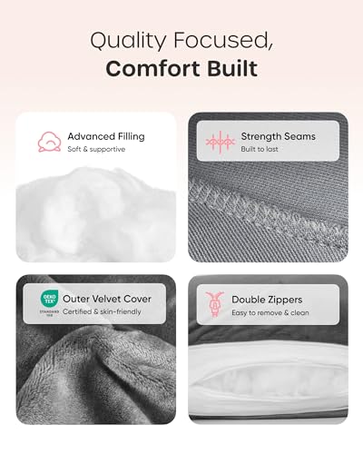 Nuliie Pregnancy Pillow for Sleeping, U Shaped Full Body Pillow Pregnancy Pillows, Maternity Pillow Support for Back, HIPS, Legs for Pregnant Women, with Washable Velvet Cover (Grey)