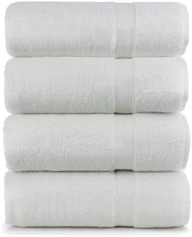 Luxury Turkish Thick Bath Towel Set, Long-Staple, Extra Softness, 800 GSM, 27x54 inches (White)