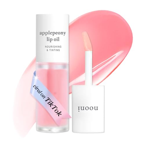 NOONI Korean Lip Oil - Applepeony | Long-Lasting, Moisturizing, Plumping, Revitalizing for Dry Lips, Waterproof, No Peel Off, Hydrating Lip Stain, Stocking Stuffers, Cute Stuff, 0.12 FL Oz