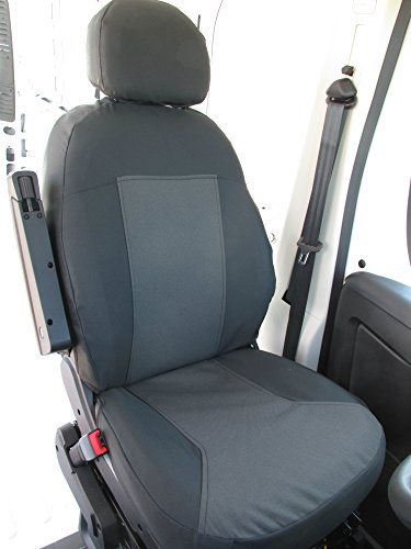 Dodge Durafit Seat Covers.Made to fit 2013+ Promaster Van Exact Fit Front Bucket Seat Covers, Black/Gray, armrest on Drivers only. - Thumbnail 3