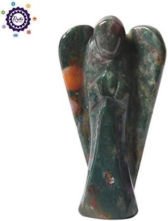 REIKIHAAT Indian Agate Stone Angel 2" Inch Mini Figurine Natural Stone Carved Pocket Cyrtsal Guardian Angel Reiki Crystal Healing