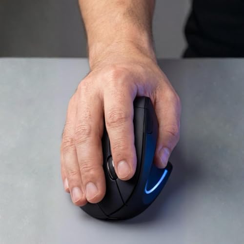 Mouse Ergonômico Vertical Recarregável Sem Fio, Bluetooth 5.0 + USB 2.4G, Cliques Silenciosos, RGB, DPI Ajustável 800-2400, Compatível com Notebook e PC