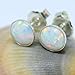 White Opal Stud Earrings 6mm Sterling Silver Opal Post