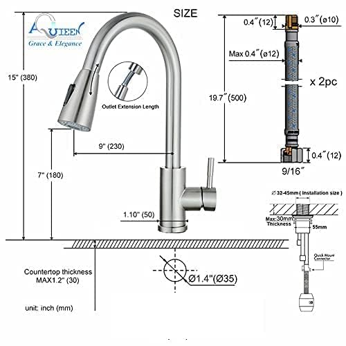 SBD Table Mounted Kitchen Double Sink Pull-Out Faucet with Double Flow Single Lever Sink Mixer, Chrome Finished, Stainless Steel (Matte) 3
