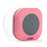 Laud Portable Bluetooth Shower Speaker – IPX4 Waterproof – Super Strong Suction Cup - Built In Mic For Hands free Calling - FM Radio Function - 6-Hour Music Playtime - Water Resistant Rubber (Pink)