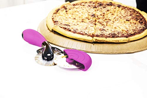 KITCHEN DETAILS 2Pk Premium Stainless Steel Easy to Clean Pizza Cutter Wheel Slicer w BPA Free Silicone Handle & a Traditional Premium Stainless Steel Pizza Cutter Wheel Slicer w Long Handle (Pink) - Thumbnail 3