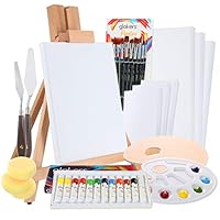 Complete Acrylic Paint Set by Glokers - 36 Piece Professional Painting Supplies Set, Includes Mini Easel, 6 Canvases, Paint Tray, Painting Knives, 10 Paintbrushes and More - Perfect Gift for Artists