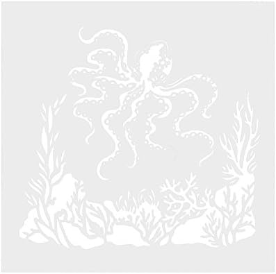Plastic Stencils Octopus Coffee Spray Printing Mold DIY Cake Embossed Decor Baking Stencil