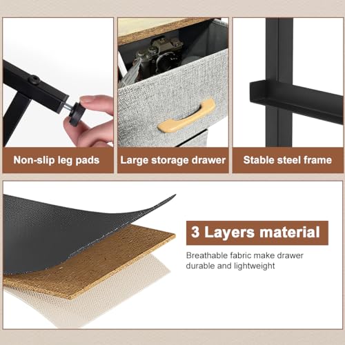 Fabric Storage Drawer, 4 Tiers Storage Bins Dresser Tower Drawer Unit | Steel Frame Storage Cabinet Wooden Top Closet Organizer for Clothes Snacks Toys Book Bedroom Entryway Office 38x29x94cm