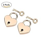 Padlock with Key 2Pack,Heart-shaped Skeleton Key Lock Set,Zinc Metal Lock for Luggage Diary Book Jewelry Box(Rose Gold)