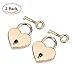 Padlock with Key 2Pack,Heart-shaped Skeleton Key Lock Set,Zinc Metal Lock for Luggage Diary Book Jewelry Box(Rose Gold)