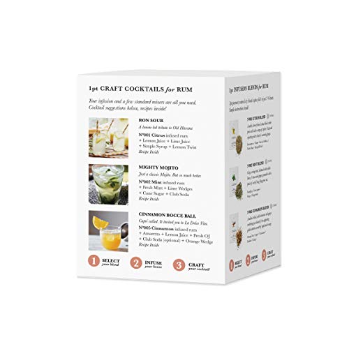 Teroforma 1pt RUM COCKTAIL PACK Infusion Blends for Alcohol & Spirits â€“ Flavor Infuser Packets for Home Infusion (6 Packets - 2 Citrus, 2 Mint, 2 Cinnamon)