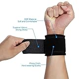 Wrist Brace Support Dual Pressure Design Adjustable Wrist Brace Carpal Tunnel Fits Right and Left Wrists Support for Tennis Wrist Compression for Woman and Men One Size Black