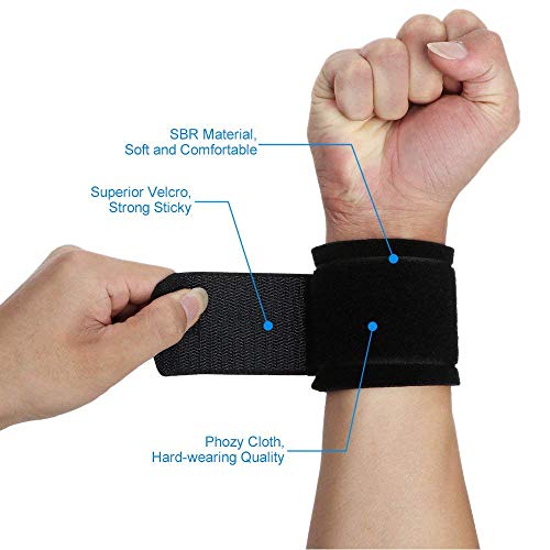 Wrist Brace Support Dual Pressure Design Adjustable Wrist Brace Carpal Tunnel Fits Right and Left Wrists Support for Tennis Wrist Compression for Woman and Men One Size Black