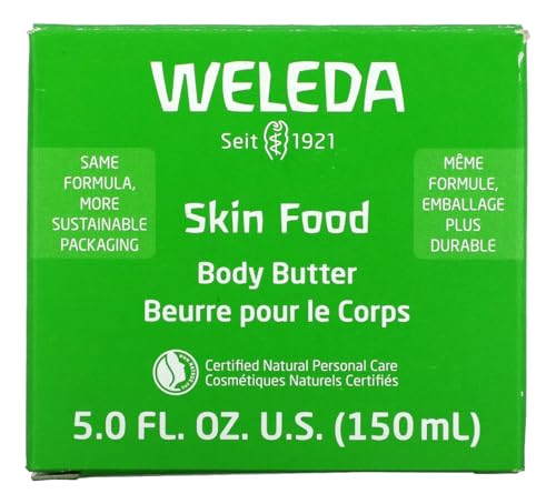 Weleda Skin Food Body Butter 5 Fluid Ounce, Sustainable Glass Jar, Plant Rich Hydrating Moisturizer with Shea and Cocoa Butter, Sweet Almond Oil and Pansy