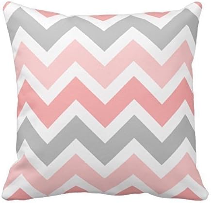 Hectwya Unique Pinks, Gray, White Zigzag Chevron Pattern Throw Pillow Best Pillowcase Custom Zip Throw Pillow Case Cover (Standard 18X18 Inch)