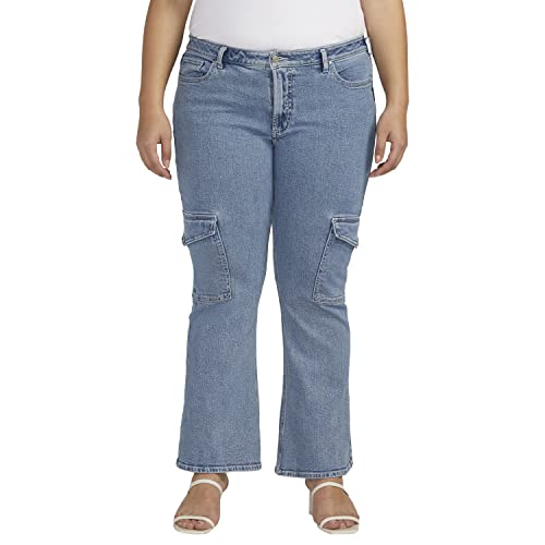 Silver Jeans Co. Women's Plus Size Be Low Cargo Pocket Jeans, Med Wash SOC252,…