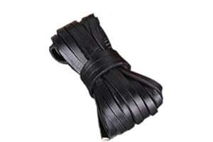 Flat Leather String Cord， Genuine Leather Cord 2 Meters for DIY Jewelry Making Multicolor Multiple Sizes(Black,5mm)