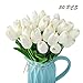 CEWOR 30 pcs Artificial Tulip Flowers Fake PU Flowers for Home Bridal Wedding Party Festival Bar Decoration(White)