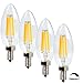 SooFoo E12 Candelabra Base 6W Dimmable COB LED Filament Candle Light Bulb,2700K Warm White 600LM,60W Incandescent Replacement,4 Pack