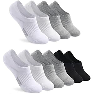 5 Pairs No Show Socks for Women, Low Cut Non Slip Athletic Cotton Invisible Socks - US 6-9