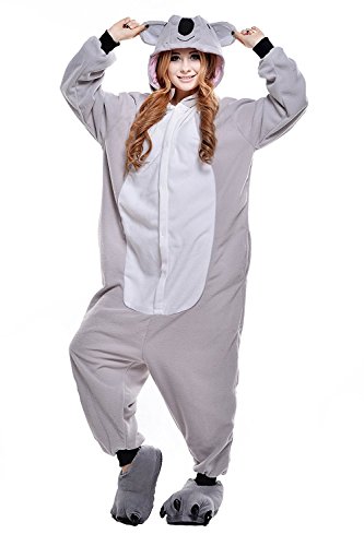 ABING Halloween Pajamas Homewear Onepiece Onesie Cosplay Costumes Kigurumi Animal Outfit Loungewear,Koala Adult S -for Height 150-158cm