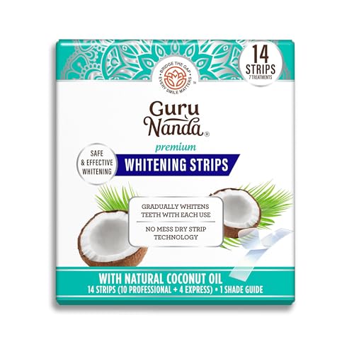 GuruNanda Teeth Whitening Strips Kit - 7-Day Treatment with Non-Slip, Dry Strip Technology - Whitening Designed with Care for a Brighter Smile