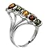 Multicolor Amber and Sterling Silver Fashion Statute Ring