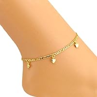 Kanzd Solid Heart Women Ankle Bracelet Barefoot Sandal Beach Foot Jewelry (Gold)