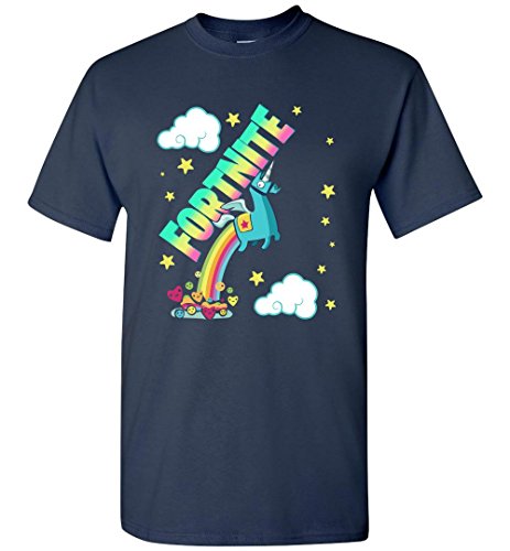 Fortnite Battle Royale Unicorn Rainbow Poop Distressed T-Shirt