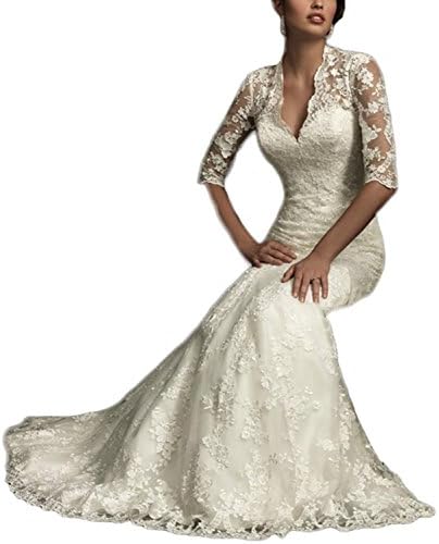 Ellenhouse Women's 2019 Lace Long Vintage Country Style Bridal Wedding Dress