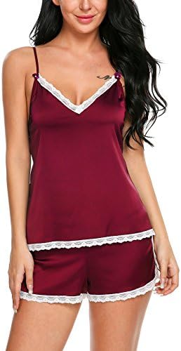 Elaver Women's Lace Pajama Short Set Sexy Top+Bottom Two Piece Sleepwear