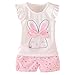 MH-Lucky Baby Girl Clothes Outfits Short Sets 2 Pieces with T-Shirt + Short Pants (T-Pink+White, 24 Months)