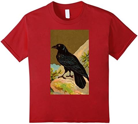 Kids Vintage Raven Shirt, Birdwatching Black Bird Shirt 10 Cranberry