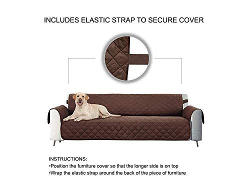 E-Living Store Z01675 Reversible Furniture Protector with 2 Inch Elastic Strap, Machine Washable, Perfect for Pet and Kids, Seat Width Up to 78" Oversized Sofa Chocolate
