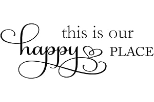 FENCOSYN This is Our Happy Place Carved Letters Wall Decal Sweet Quote Vinyl Wall Art Lettering Home Decor