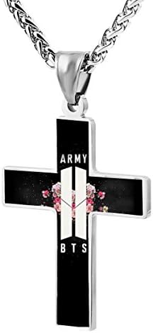Only1SY Cool K-POP BTS Logo Cross Religious Jewelry Pendant Necklace