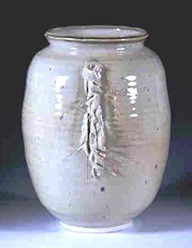 Hand thrown stoneware shino vase 02 6.5" x 9"
