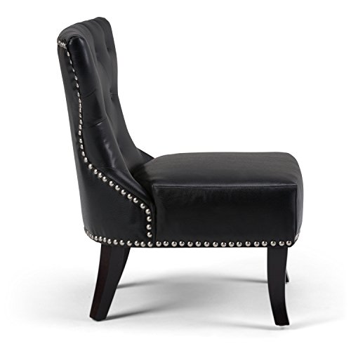 Simpli Home AXCKITS7305-TBL Kitchener Traditional Accent Slipper Chair Textured Bonded Leather Black 28 inch Wide - Thumbnail 7