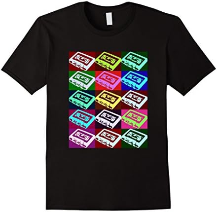 Mens Retro 80s T-Shirt, Music Cassette Tapes, Vintage Mixtape XL Black