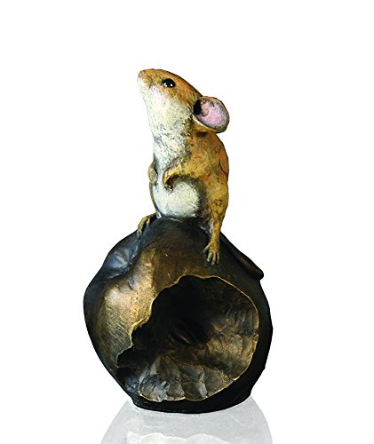 Mouse on Apple Hand Painted Cold Cast Bronze by Michael Simpson Figure