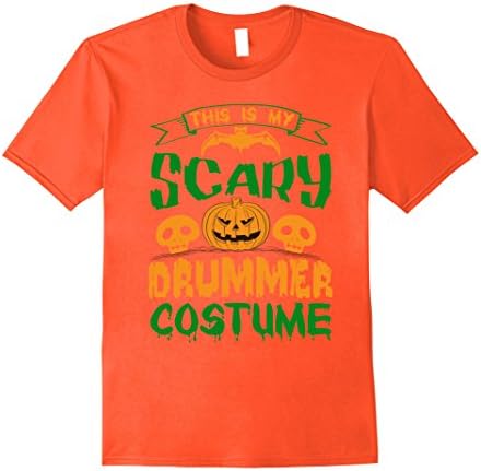 Mens This is my Scary Drummer Costume, Scary Halloween T Shirt XL Orange