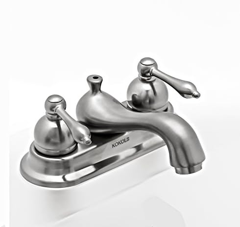 susan victorian 4 in. Centerset 2-Handle Low-Arc Bathroom Faucet with Pop-Up Assembly in Brushed Nickel